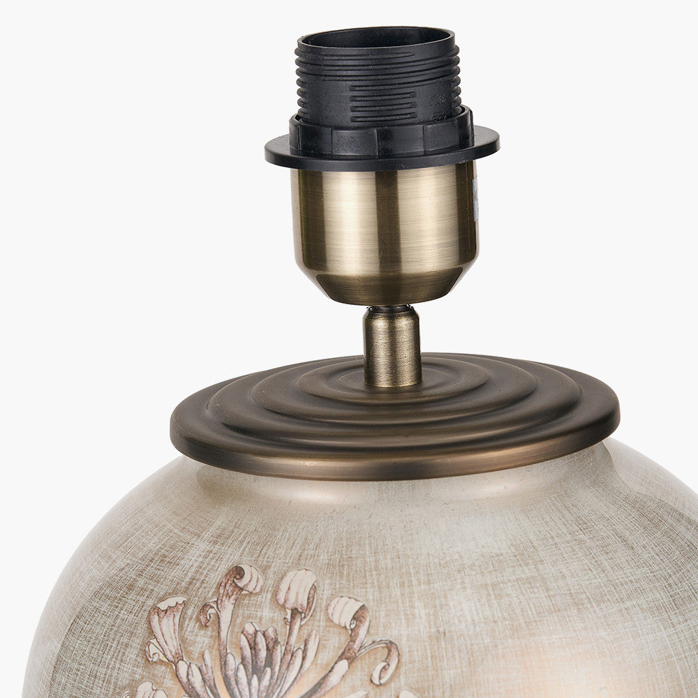 Honeysuckle Medium Glass Table Lamp Base with Bacall 35cm Almond Silk Knife Pleat Empire Lampshade