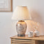 Honeysuckle Medium Glass Table Lamp Base with Bacall 35cm Almond Silk Knife Pleat Empire Lampshade