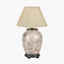 Honeysuckle Medium Glass Table Lamp Base with Bacall 35cm Almond Silk Knife Pleat Empire Lampshade