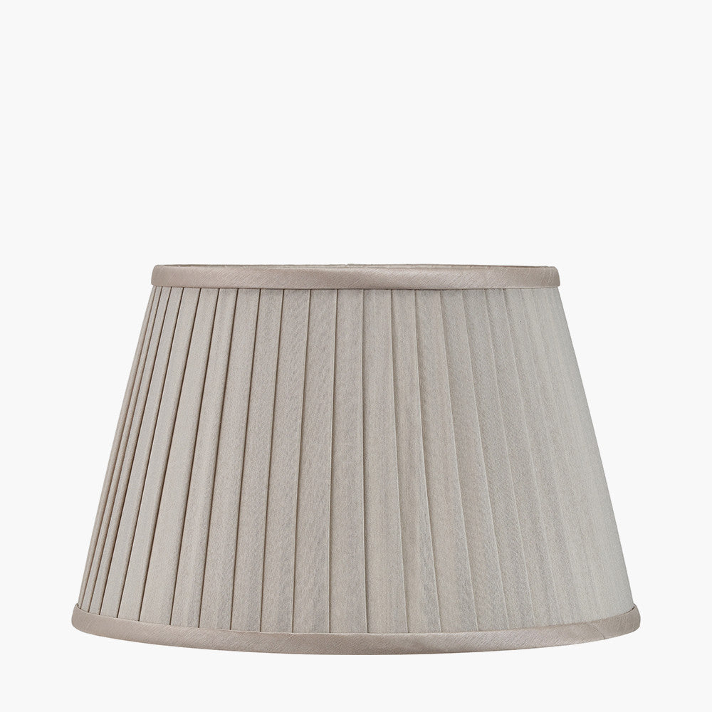 Pheasant Medium Glass Table Lamp Base with Lyndon 35cm Taupe Silk Mix Knife Pleat Tapered Lampshade