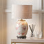 Pheasant Medium Glass Table Lamp Base with Edward 30cm Natural Linen Cylinder Lampshade