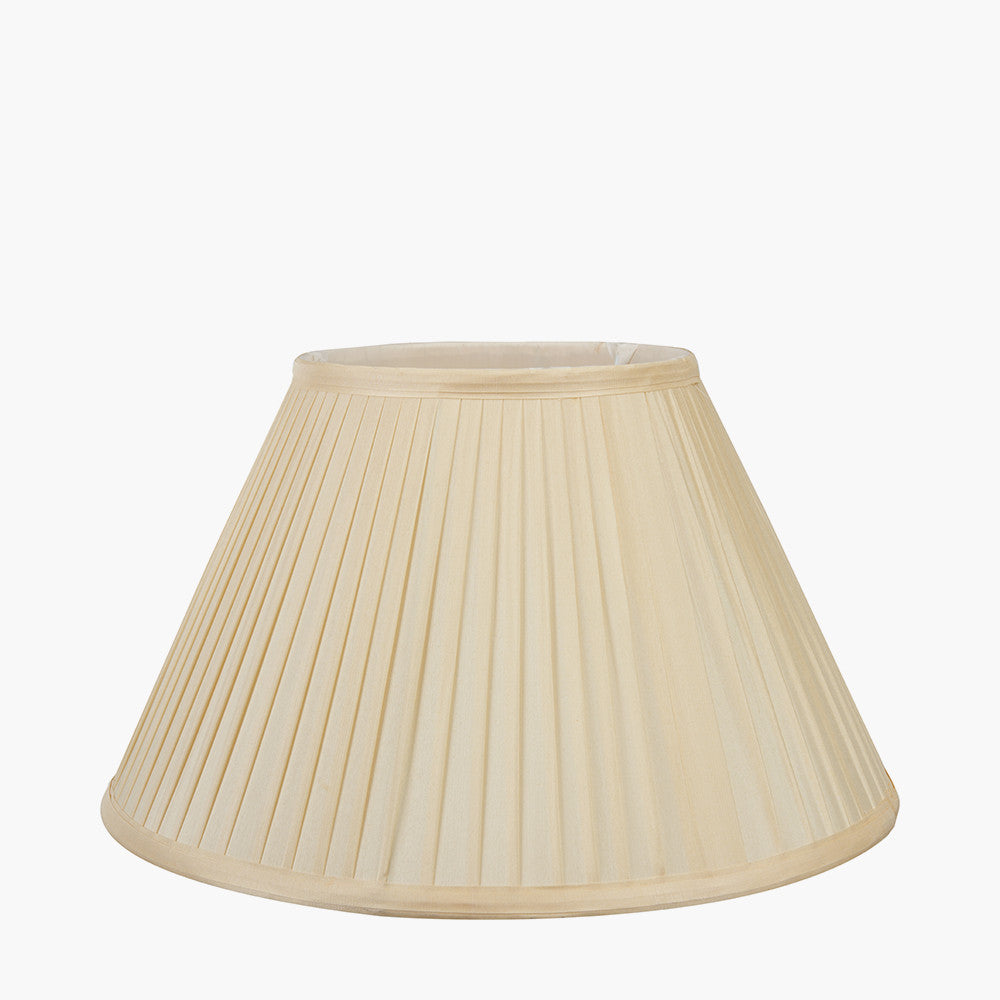 Pheasant Medium Glass Table Lamp Base with Bacall 35cm Almond Silk Knife Pleat Empire Lampshade