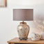 Butterflies Small Glass Table Lamp Base with Harry 25cm Steel Grey Cotton Mix Cylinder Lampshade