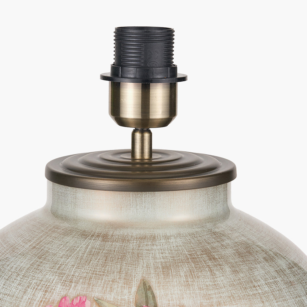 Rhododendron Large Glass Table Lamp Base with Harry 45cm Ivory Cotton Mix Cylinder Lampshade