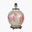Rhododendron Large Glass Table Lamp Base with Harry 45cm Steel Grey Cotton Mix Cylinder Lampshade