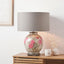 Rhododendron Large Glass Table Lamp Base with Harry 45cm Steel Grey Cotton Mix Cylinder Lampshade