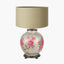 Rhododendron Large Glass Table Lamp Base with Harry 45cm Taupe Cotton Mix Cylinder Lampshade