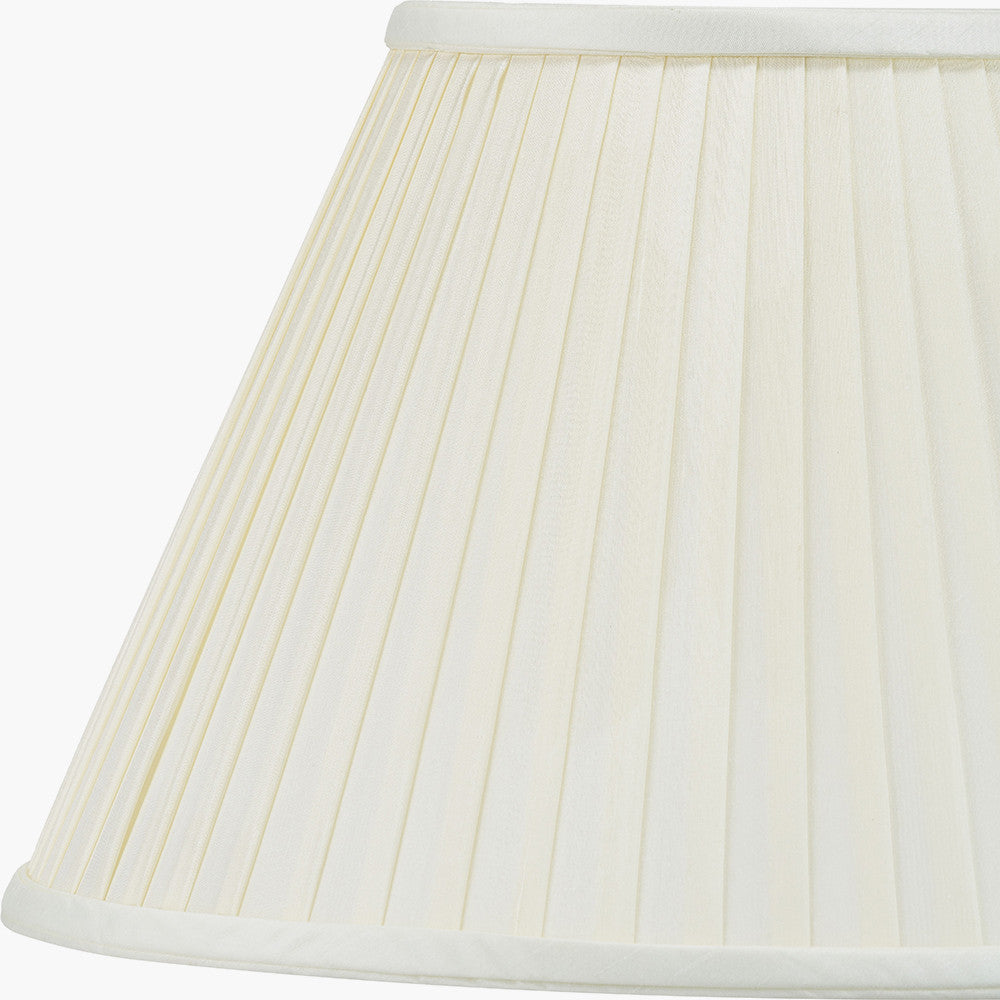 Rhododendron Large Glass Table Lamp Base with Bacall 50cm Almond Silk Knife Pleat Empire Lampshade