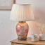 Dahlia Alstroemeria Medium Glass Lamp Base with Lyndon 35cm Ivory Silk Mix Knife Pleat Tapered Lampshade