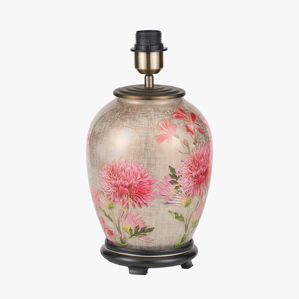 Dahlia Alstroemeria Medium Glass Lamp