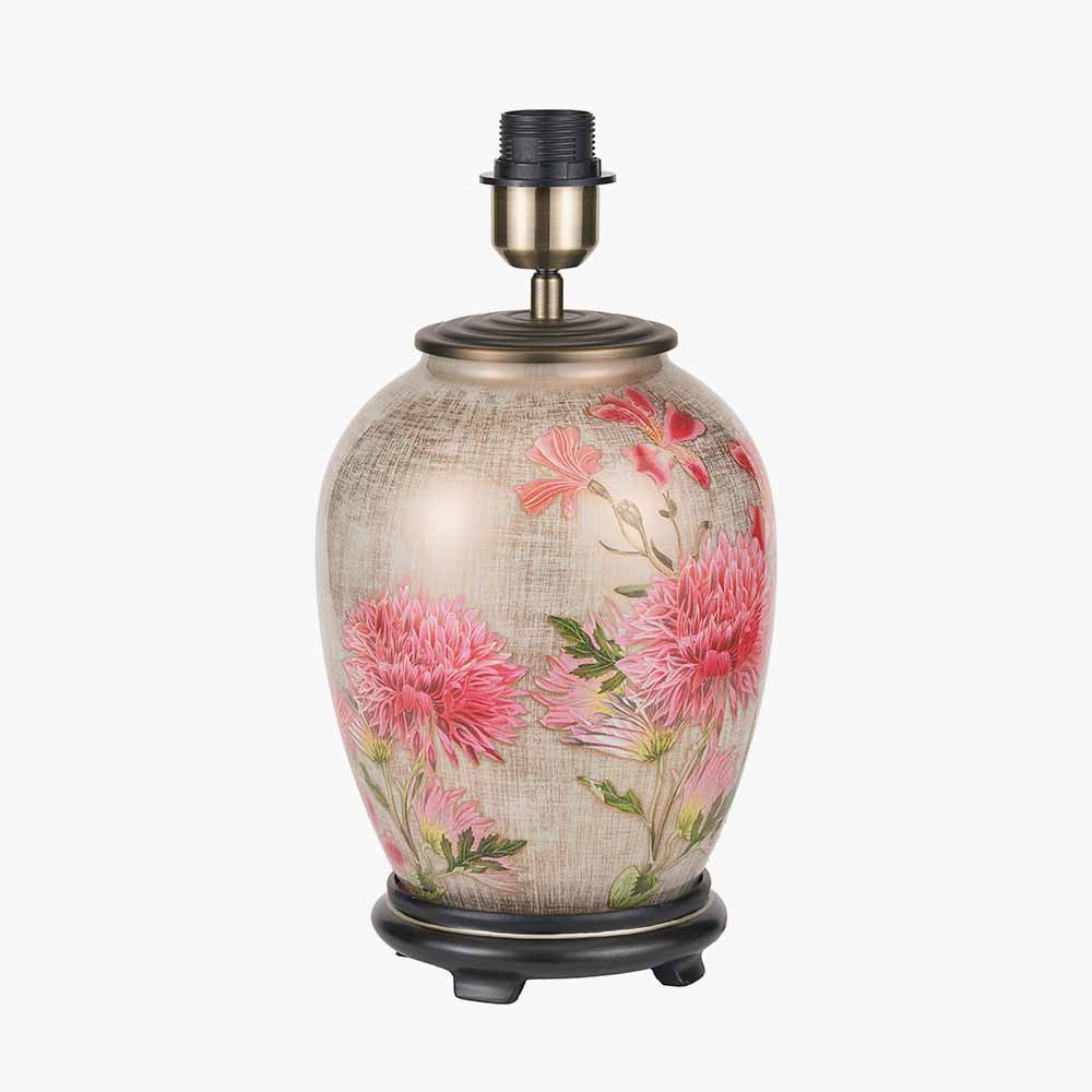 Dahlia Alstroemeria Medium Glass Lamp