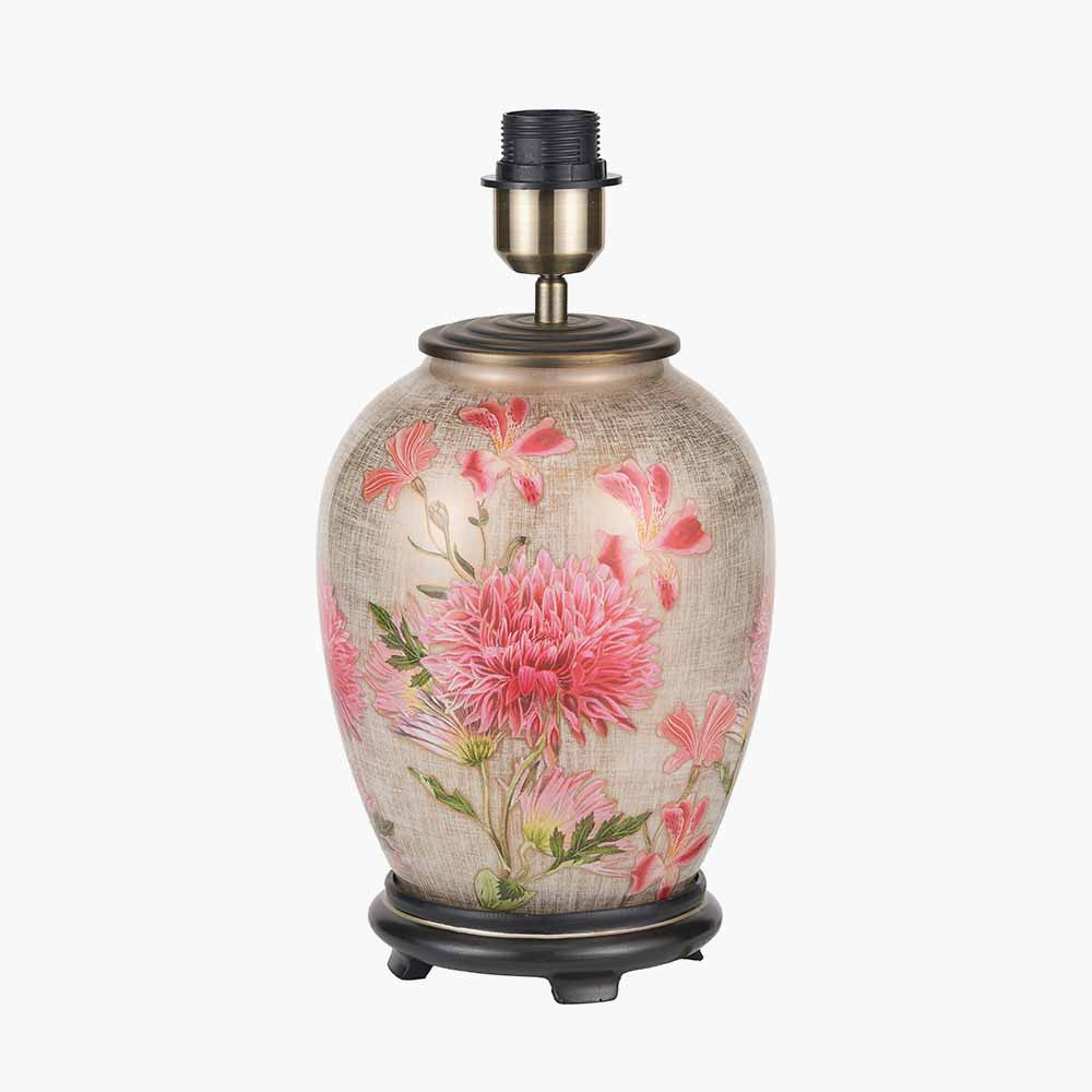 Dahlia Alstroemeria Medium Glass Lamp