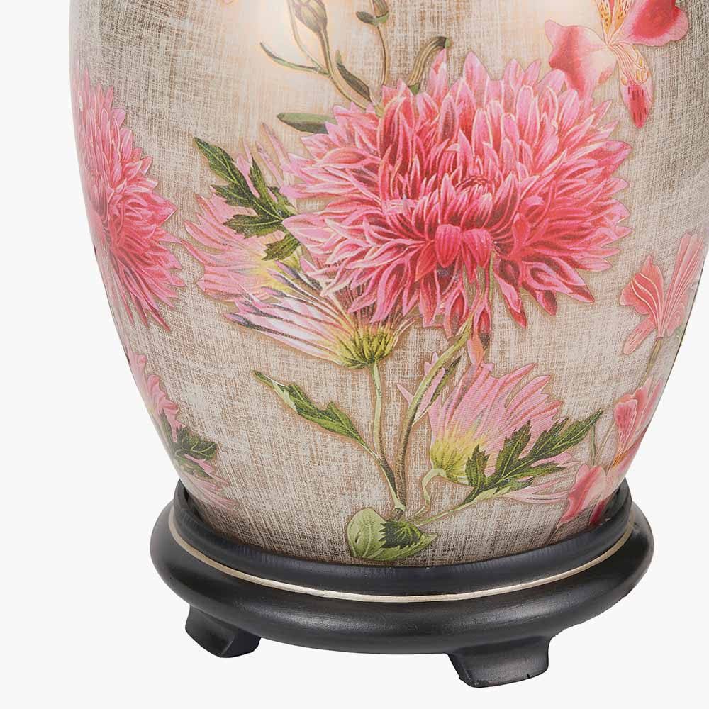 Dahlia Alstroemeria Medium Glass Lamp