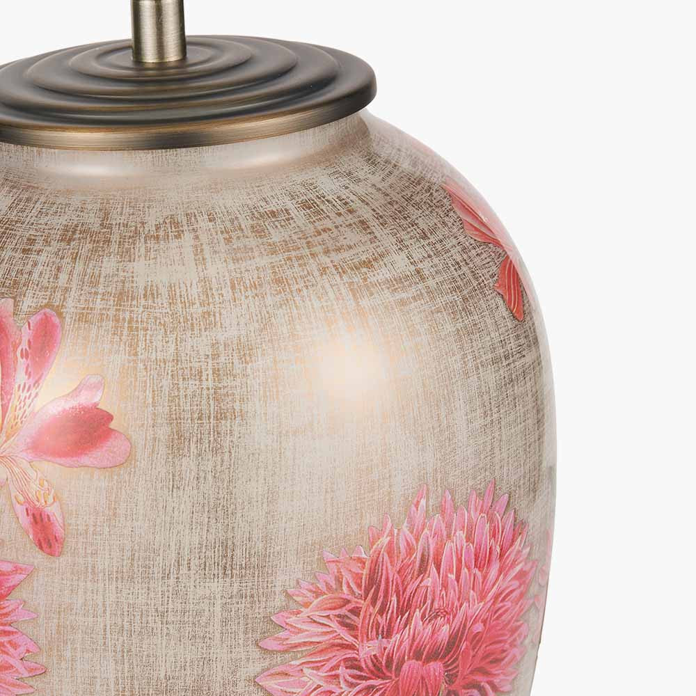 Dahlia Alstroemeria Medium Glass Lamp