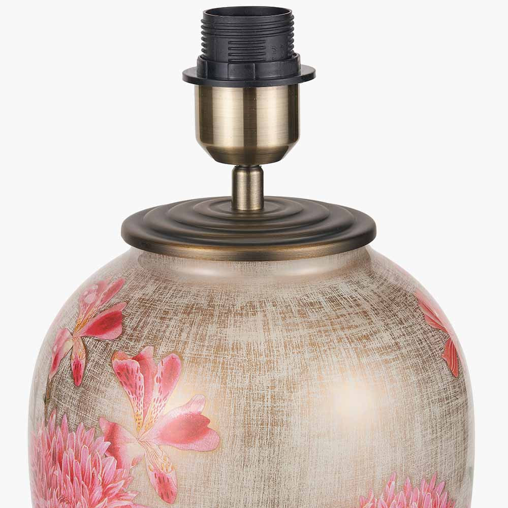 Dahlia Alstroemeria Medium Glass Lamp