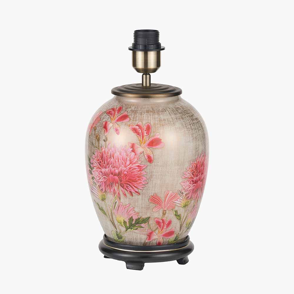 Dahlia Alstroemeria Medium Glass Lamp