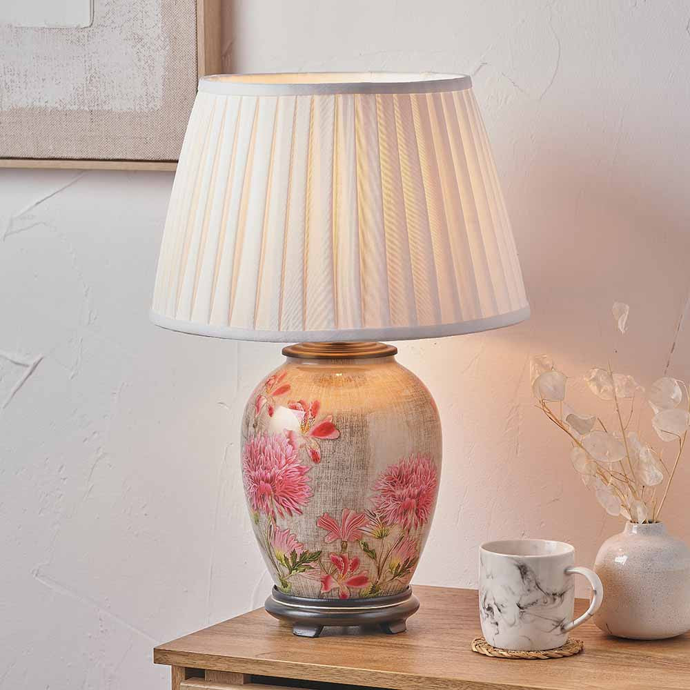 Dahlia Alstroemeria Medium Glass Lamp