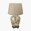 Parrot Small Glass Table Lamp Base with Milos 30cm Natural Linen Tapered Lampshade