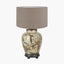 Parrot Small Glass Table Lamp Base with Edward 30cm Natural Linen Cylinder Lampshade