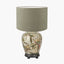 Parrot Small Glass Table Lamp Base with Edward 30cm Pistachio Green Linen Cylinder Lampshade
