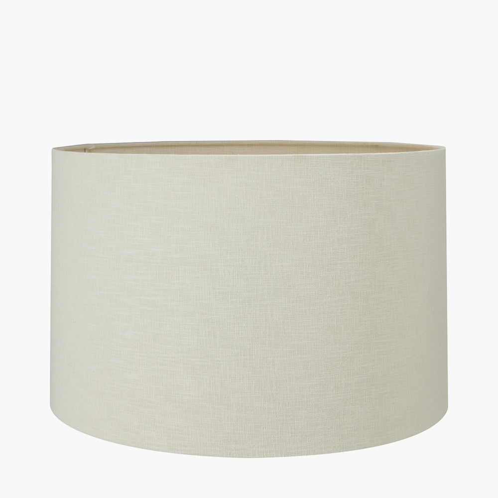 Parrot Small Glass Table Lamp Base with Lino 25cm Cream Self Lined Linen Cylinder Lampshade