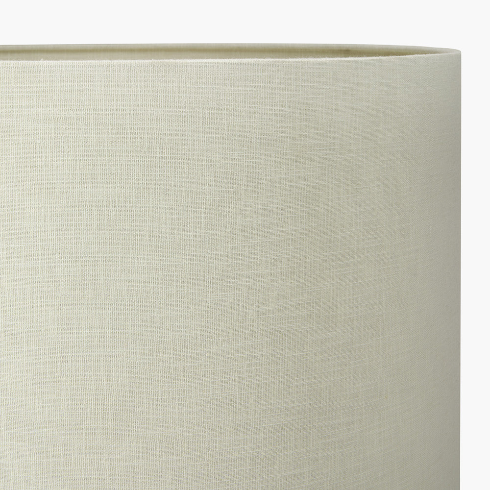 Parrot Small Glass Table Lamp Base with Lino 25cm Cream Self Lined Linen Cylinder Lampshade