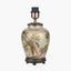 Parrot Small Glass Table Lamp Base with Lino 25cm White Self Lined Linen Cylinder Lampshade