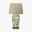 Parrot Tall Glass Table Lamp Base with Milos 40cm Natural Linen Tapered Lampshade