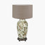 Parrot Tall Glass Table Lamp Base with Edward 40cm Natural Linen Cylinder Lampshade
