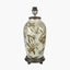 Parrot Tall Glass Table Lamp Base with Edward 40cm Pistachio Green Linen Cylinder Lampshade