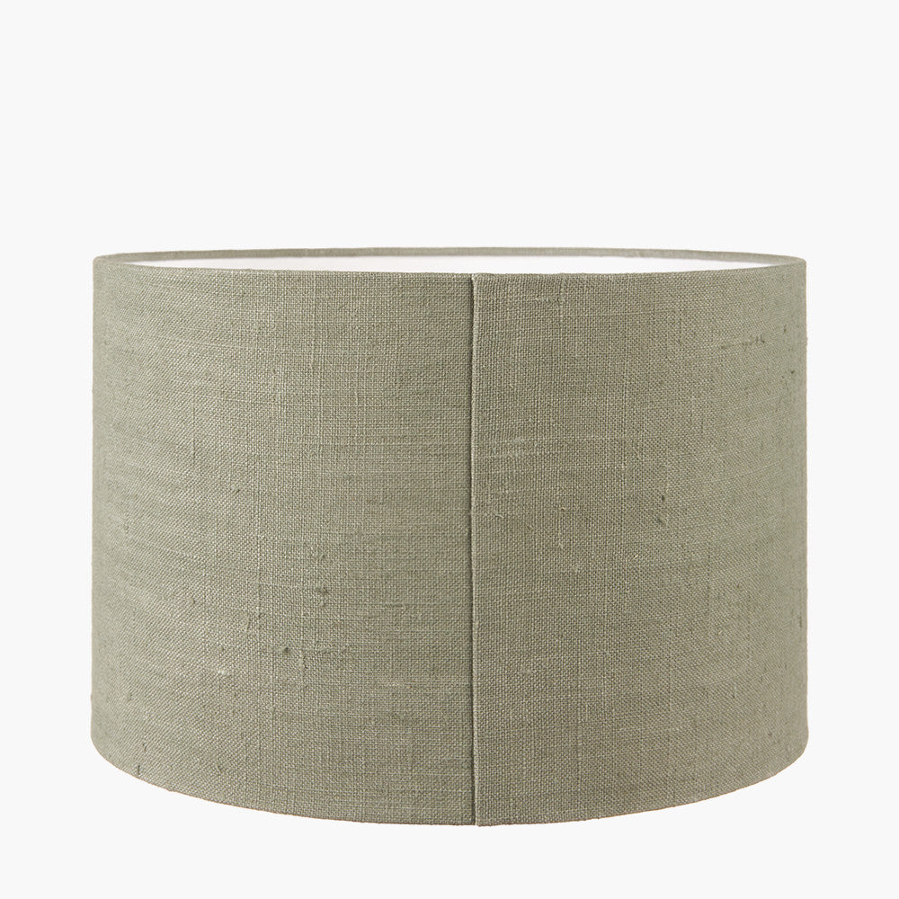 Parrot Tall Glass Table Lamp Base with Edward 40cm Pistachio Green Linen Cylinder Lampshade