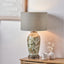 Parrot Tall Glass Table Lamp Base with Edward 40cm Pistachio Green Linen Cylinder Lampshade