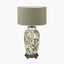 Parrot Tall Glass Table Lamp Base with Edward 40cm Pistachio Green Linen Cylinder Lampshade
