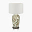 Parrot Tall Glass Table Lamp Base with Lino 40cm White Self Lined Linen Cylinder Lampshade
