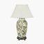 Parrot Tall Glass Table Lamp Base with Bacall 45cm Almond Silk Knife Pleat Empire Lampshade
