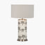 Guinea Fowl Large Cylinder Glass Table Lamp Base with Quinn 40cm Slubby Hopsack Cylinder Shade