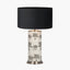 Guinea Fowl Large Cylinder Glass Table Lamp Base with Harry 40cm Black Cotton Mix Cylinder Lampshade