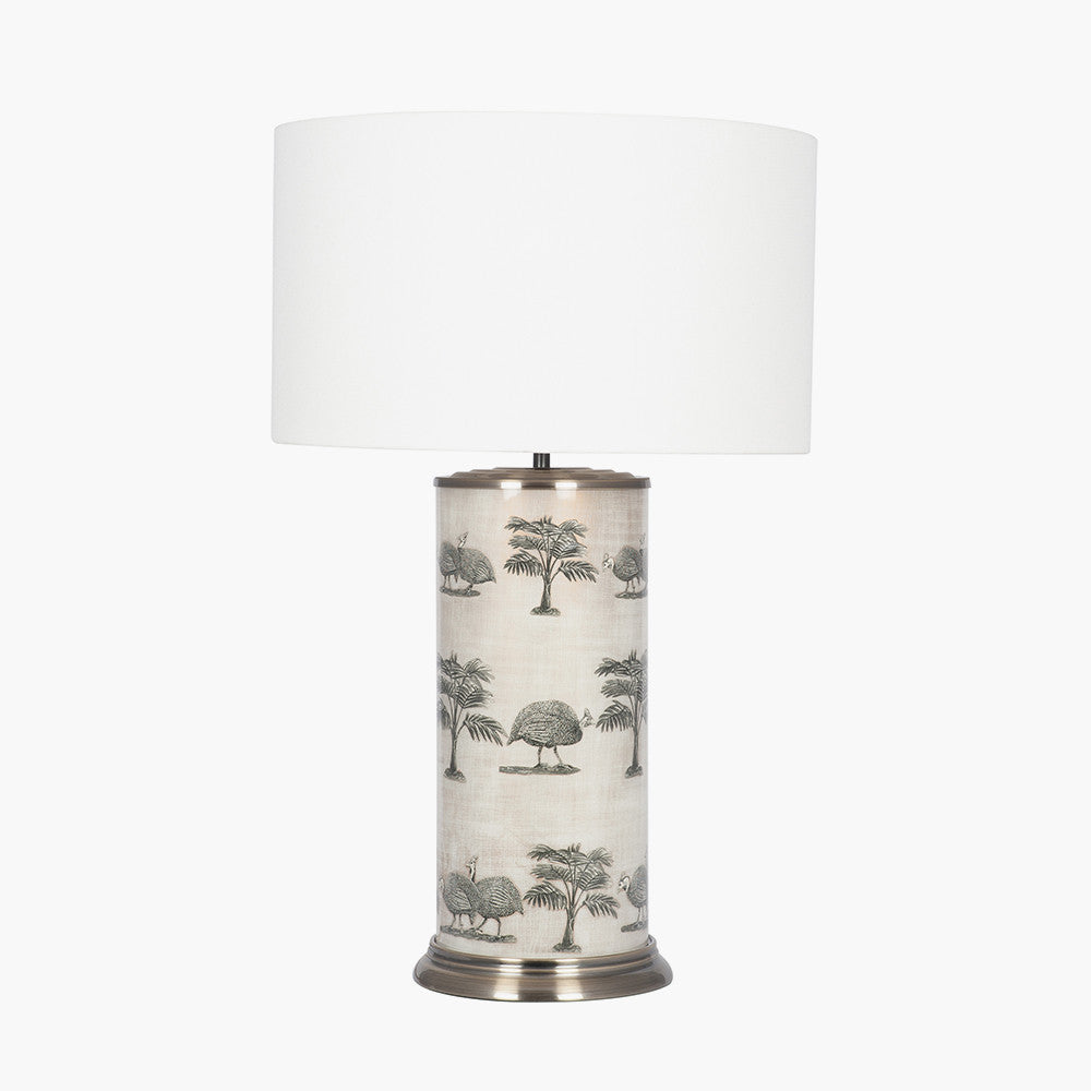 Guinea Foul Large Cylinder Glass Table Lamp