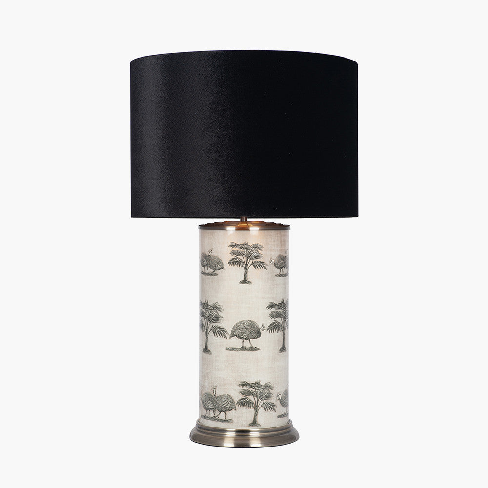 Guinea Foul Large Cylinder Glass Table Lamp