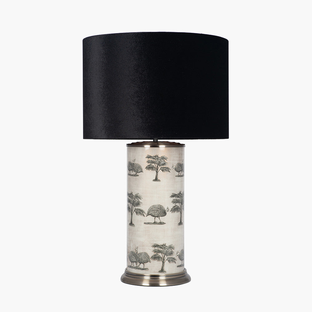 Guinea Foul Large Cylinder Glass Table Lamp