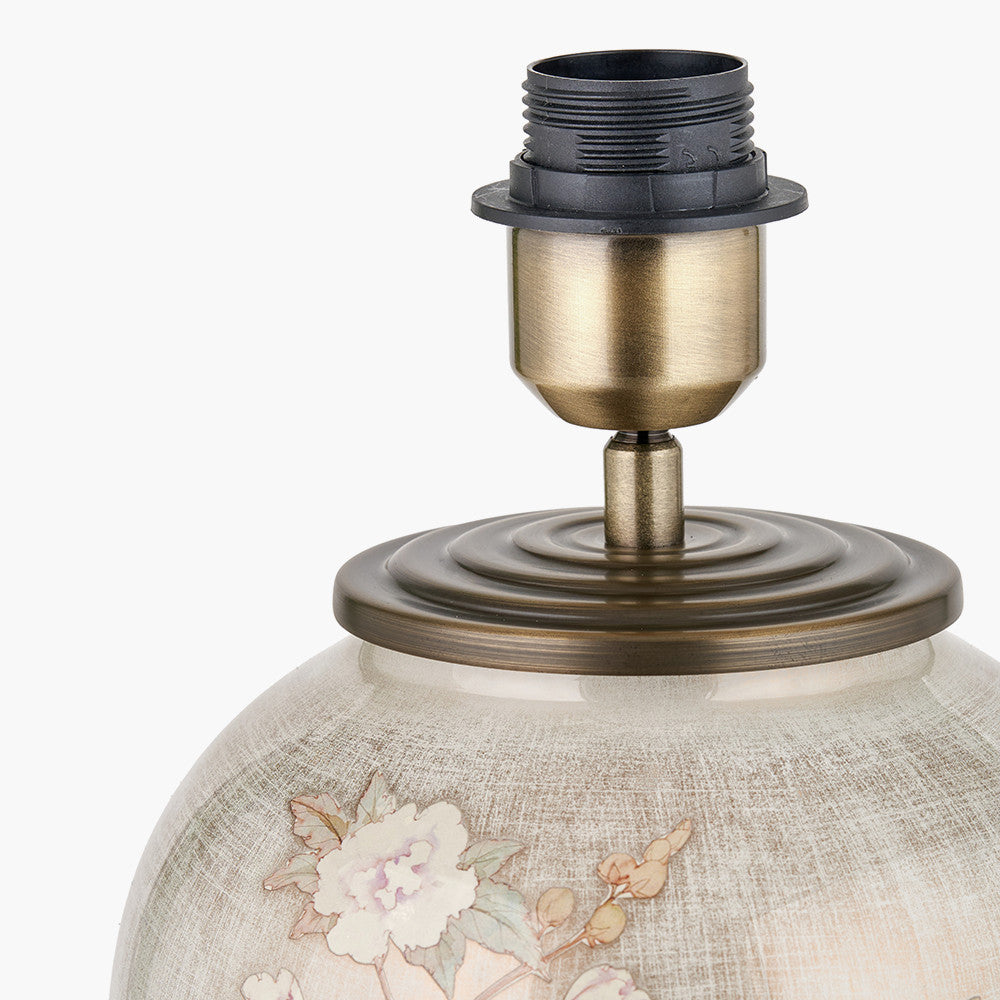 Daikon Flower Medium Glass Table Lamp Base with Henry 35cm White Handloom Cylinder Lampshade
