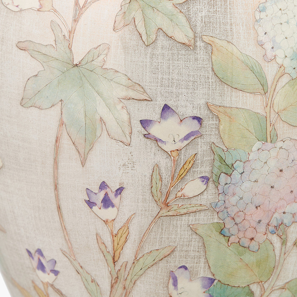 Daikon Flower Medium Glass Table Lamp Base with Henry 35cm White Handloom Cylinder Lampshade