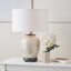 Daikon Flower Medium Glass Table Lamp Base with Henry 35cm White Handloom Cylinder Lampshade
