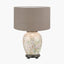 Daikon Flower Medium Glass Table Lamp Base with Edward 35cm Natural Linen Cylinder Lampshade