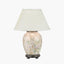 Daikon Flower Medium Glass Table Lamp Base with Bacall 40cm Almond Silk Knife Pleat Empire Lampshade