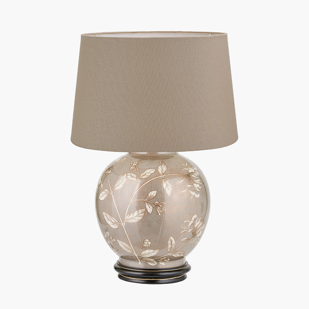 Honeysuckle Large Glass Table Lamp Base with Winston 40cm Taupe Handloom Tapered Lampshade