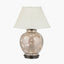 Honeysuckle Large Glass Table Lamp Base with Bacall 45cm Almond Silk Knife Pleat Empire Lampshade