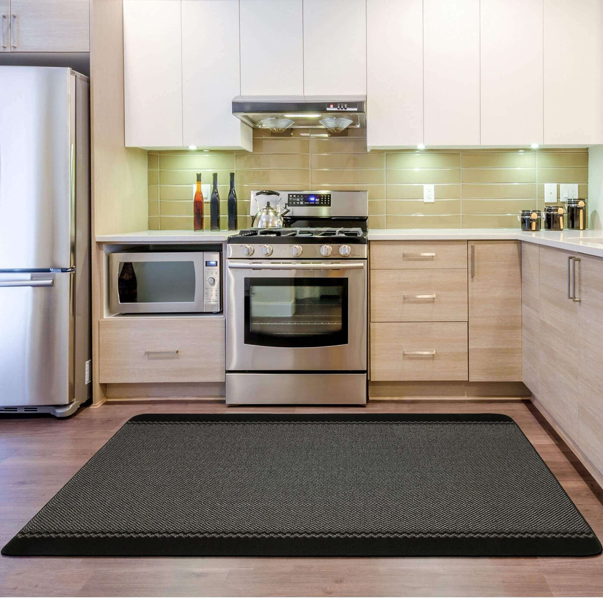 Washable Bordered Black Rug  | 116Bl