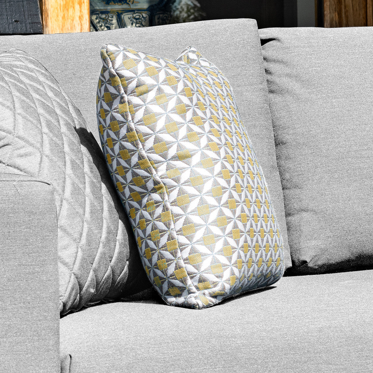 Fabric Scatter Cushion 43x43cm (Pack of 2) / Mosaic Yellow