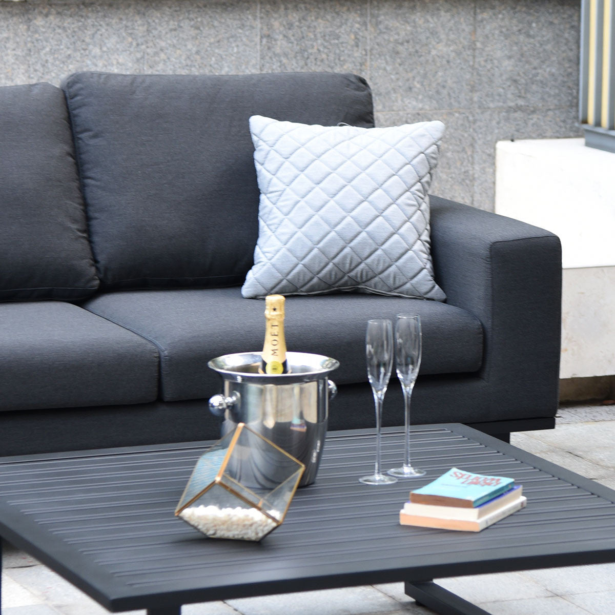 Fabric Scatter Cushion Quilted (Pack of 2) / Lead Chine